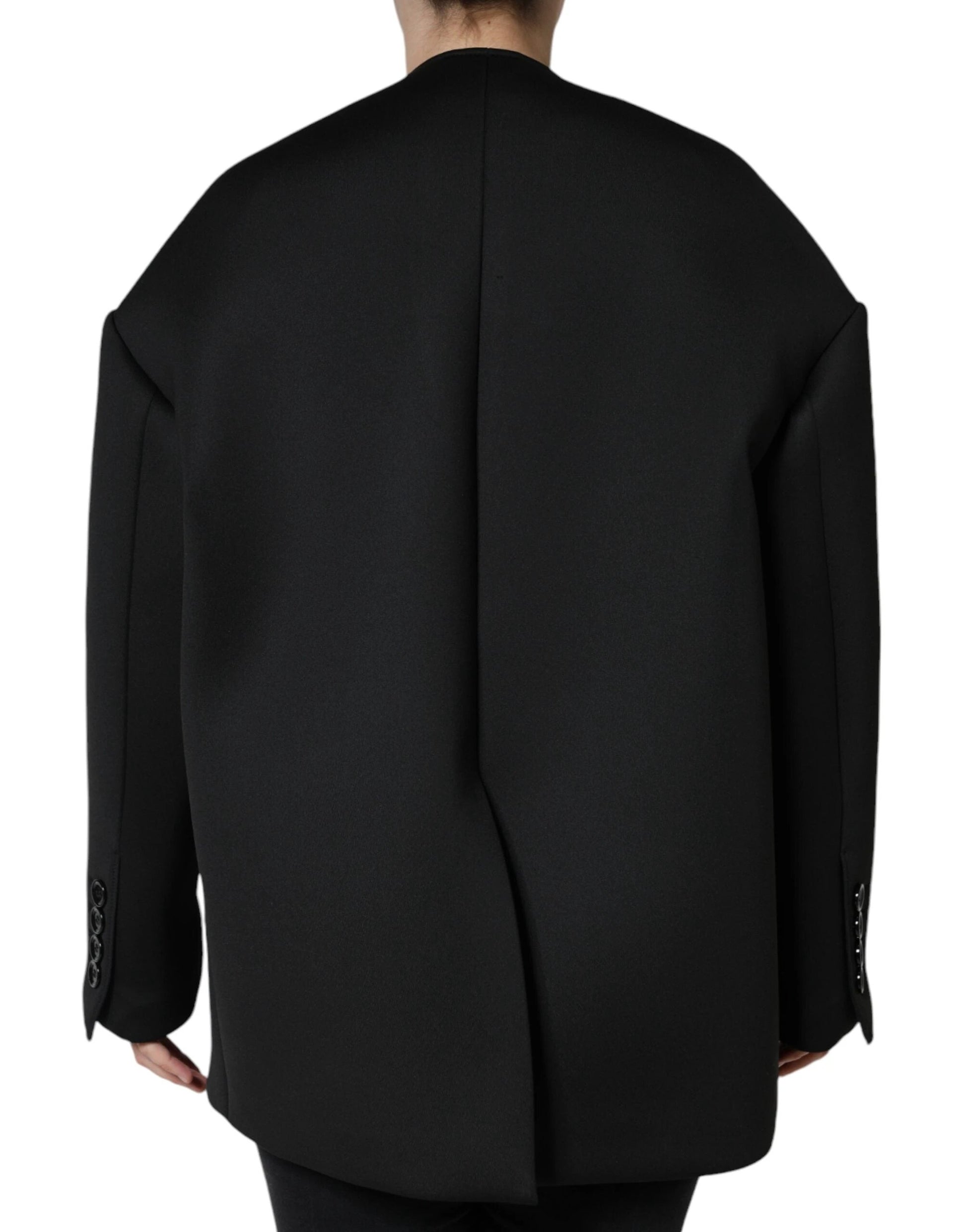 Dolce & Gabbana Black Polyester Double Breasted Coat Jacket by Dolce & Gabbana