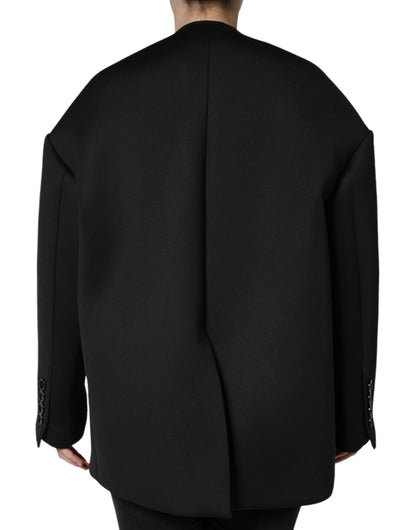 Dolce & Gabbana Black Polyester Double Breasted Coat Jacket by Dolce & Gabbana