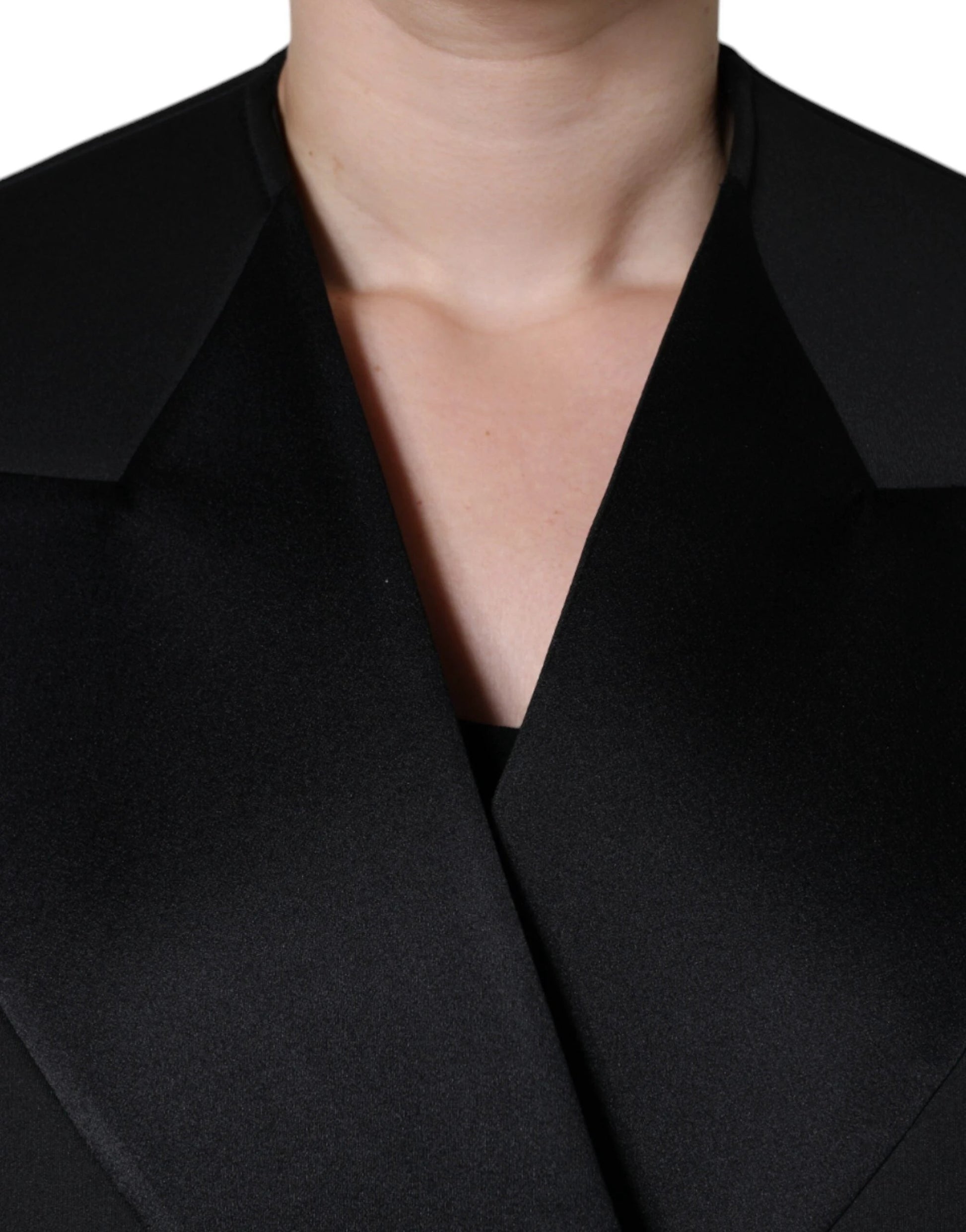 Dolce & Gabbana Black Polyester Double Breasted Coat Jacket by Dolce & Gabbana