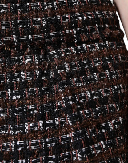 Dolce & Gabbana Multicolor High Waist Tartan Tweed A-line Mini Skirt by Dolce & Gabbana
