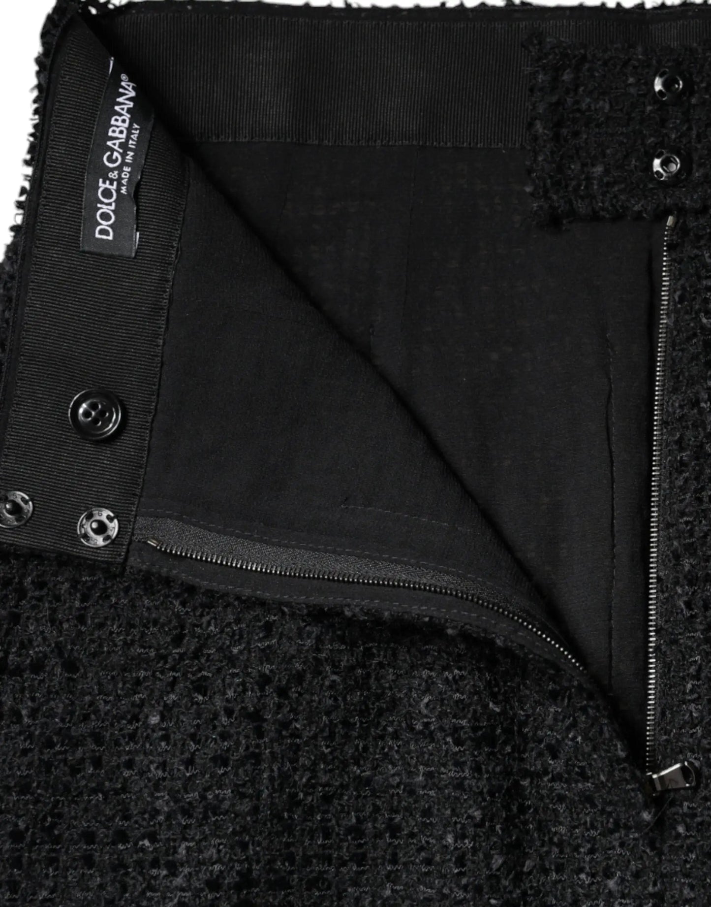 Dolce & Gabbana Black Virgin Wool Pencil Cut Midi Skirt by Dolce & Gabbana