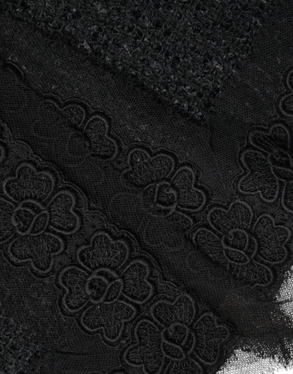 Dolce & Gabbana Black Virgin Wool Pencil Cut Midi Skirt by Dolce & Gabbana