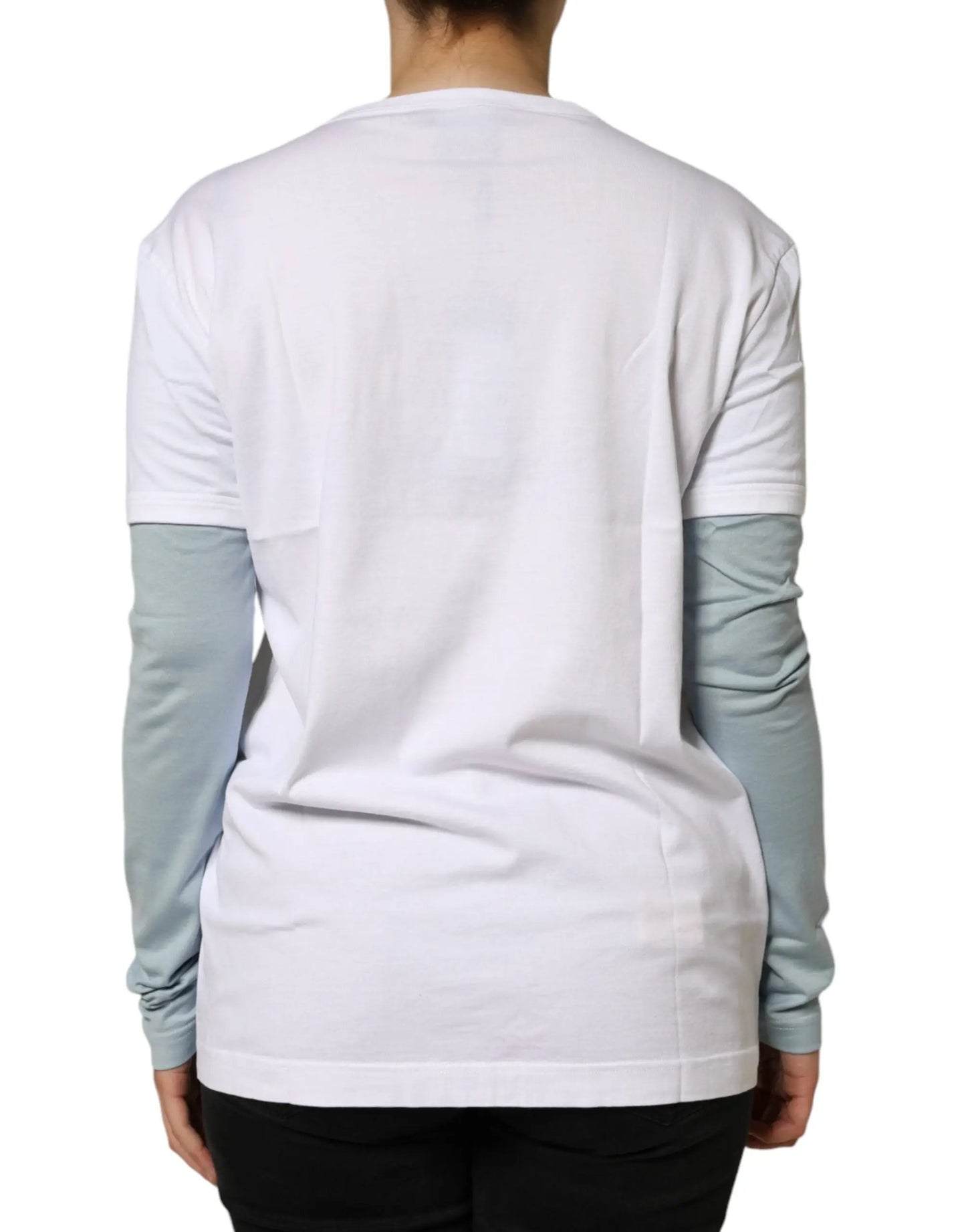 Dolce & Gabbana White Cotton Logo Print Round Neck T-shirt by Dolce & Gabbana