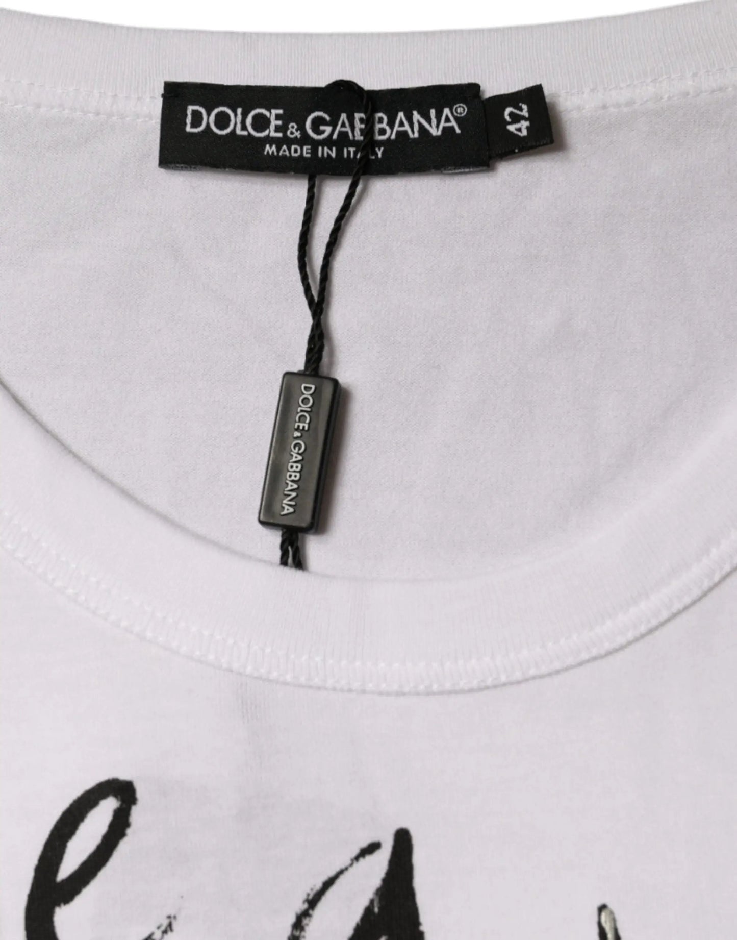 Dolce & Gabbana White Cotton Logo Print Round Neck T-shirt by Dolce & Gabbana
