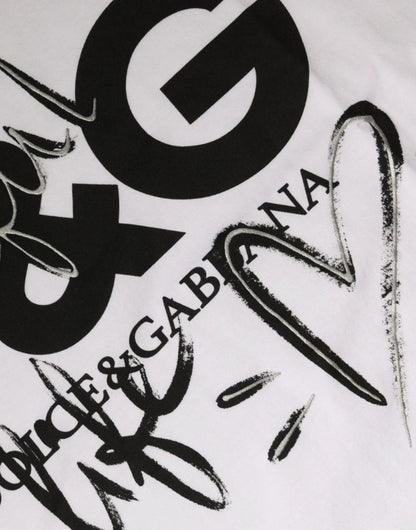 Dolce & Gabbana White Cotton Logo Print Round Neck T-shirt by Dolce & Gabbana