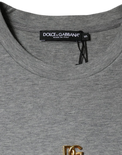 Dolce & Gabbana Gray Cotton Blend Embellished Tee T-shirt by Dolce & Gabbana