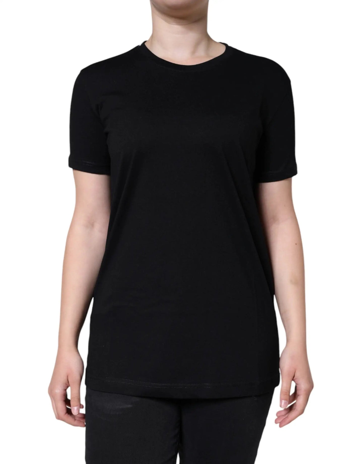 Dolce & Gabbana Black Cotton Crew Neck Short Sleeve T-shirt by Dolce & Gabbana