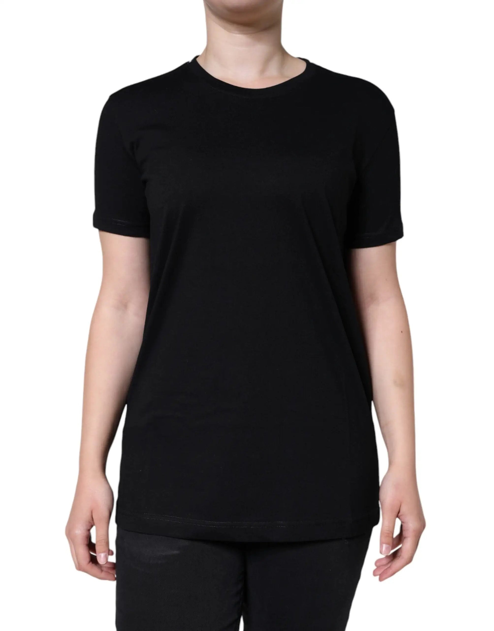 Dolce & Gabbana Black Cotton Crew Neck Short Sleeve T-shirt by Dolce & Gabbana