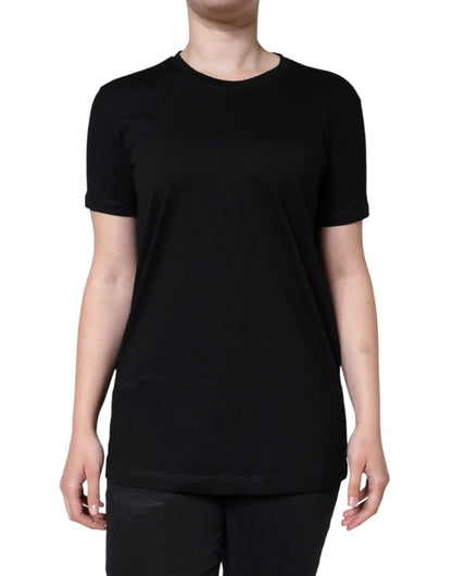 Dolce & Gabbana Black Cotton Crew Neck Short Sleeve T-shirt by Dolce & Gabbana