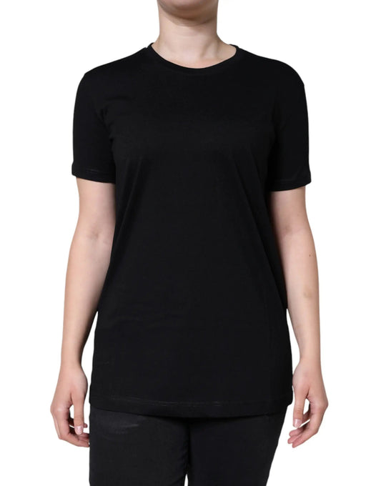 Dolce & Gabbana Black Cotton Crew Neck Short Sleeve T-shirt by Dolce & Gabbana