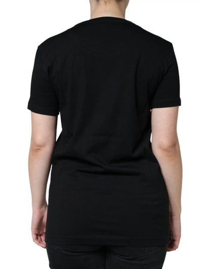 Dolce & Gabbana Black Cotton Crew Neck Short Sleeve T-shirt by Dolce & Gabbana