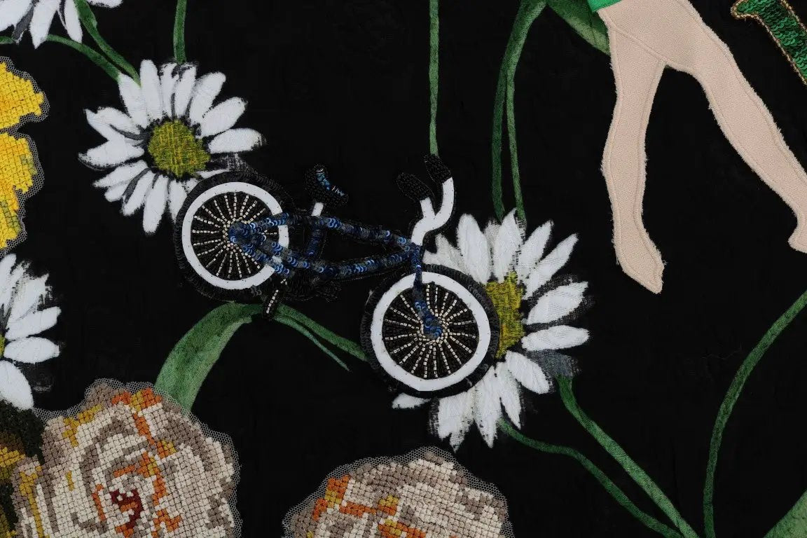 Dolce & Gabbana Black Embellished Daisy Brocade Skirt by Dolce & Gabbana