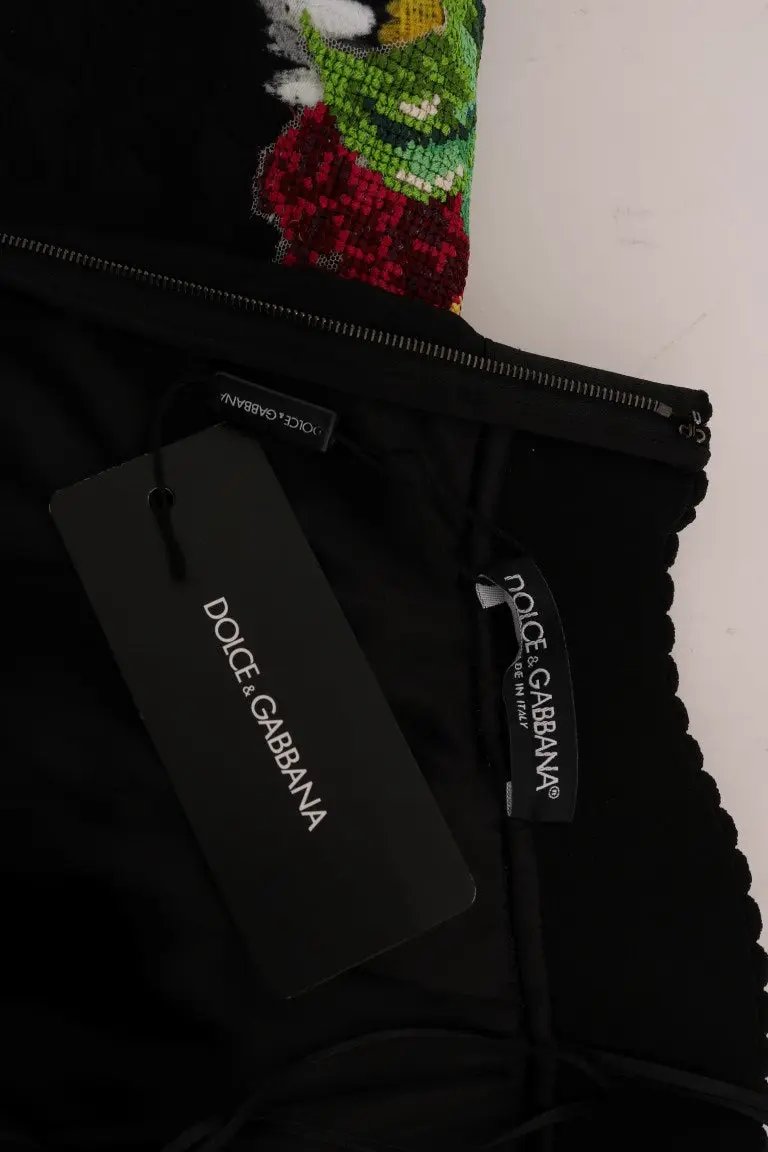 Dolce & Gabbana Black Embellished Daisy Brocade Skirt by Dolce & Gabbana