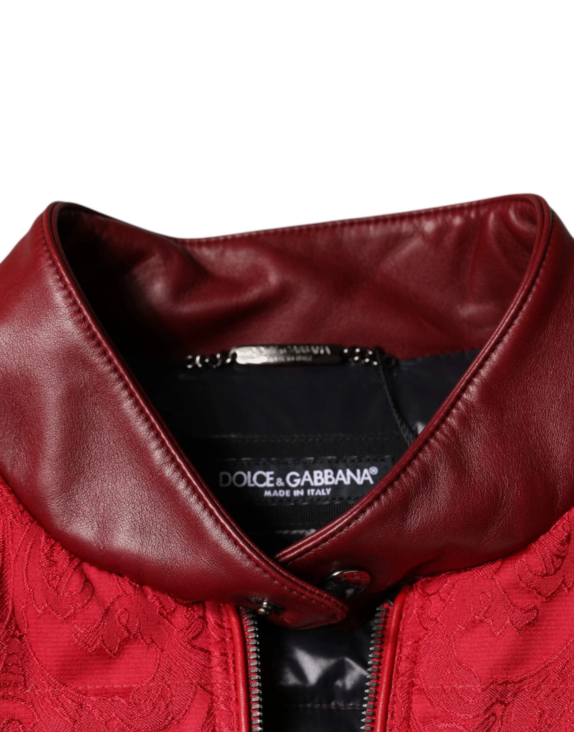 Dolce & Gabbana Red Quilted Bomber Gold Crown Logo Jacket by Dolce & Gabbana