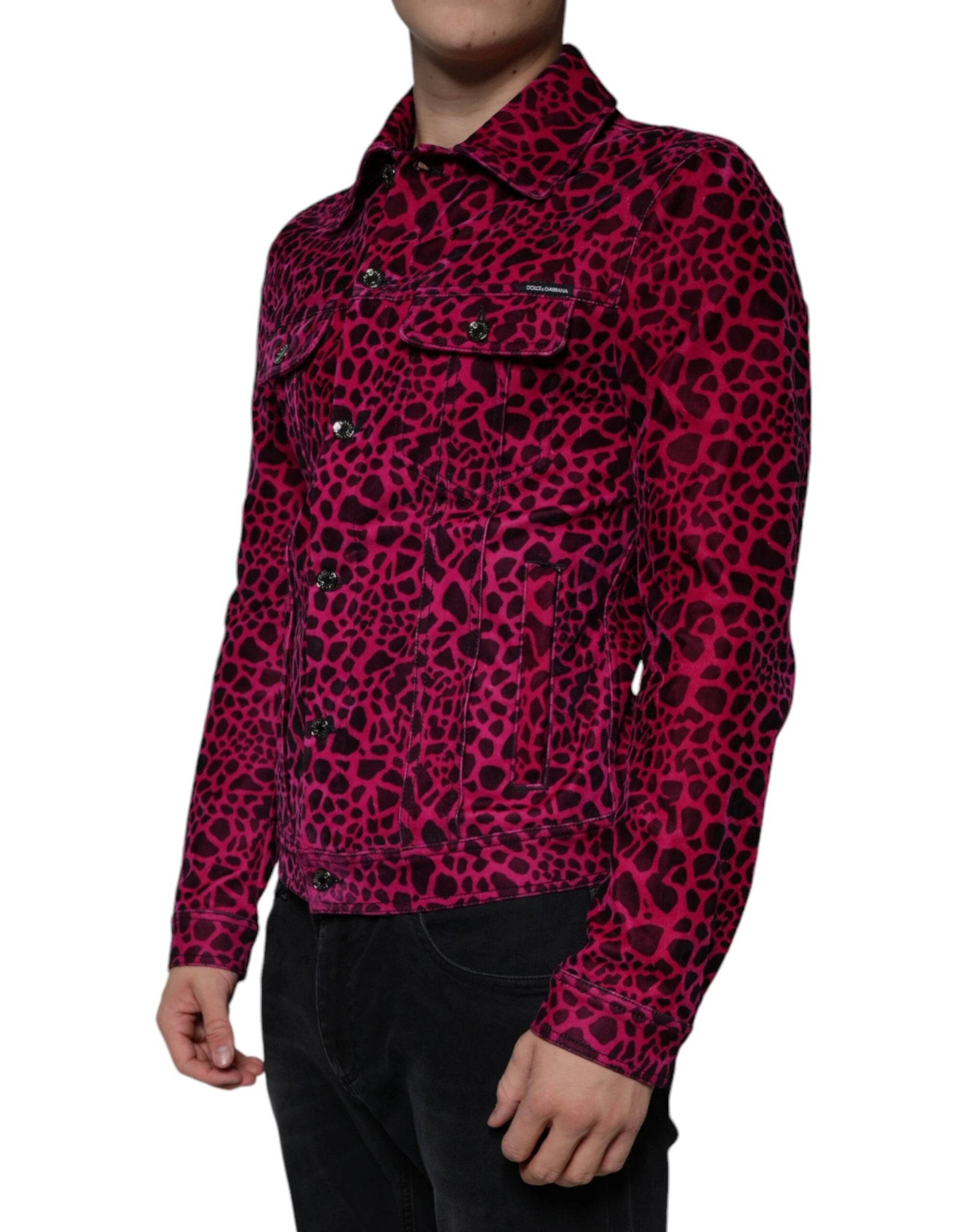 Dolce & Gabbana Fuchsia Leopard Button Down Collared Jacket by Dolce & Gabbana