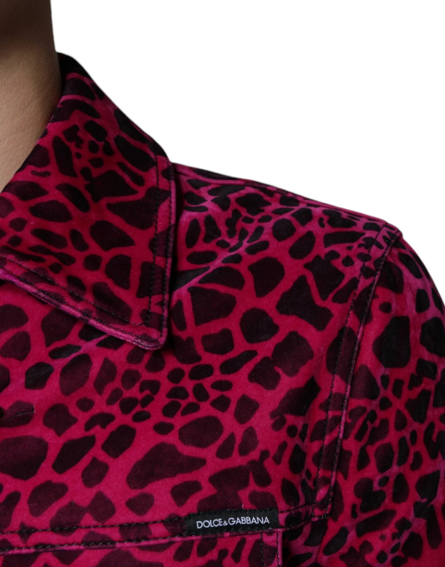 Dolce & Gabbana Fuchsia Leopard Button Down Collared Jacket by Dolce & Gabbana
