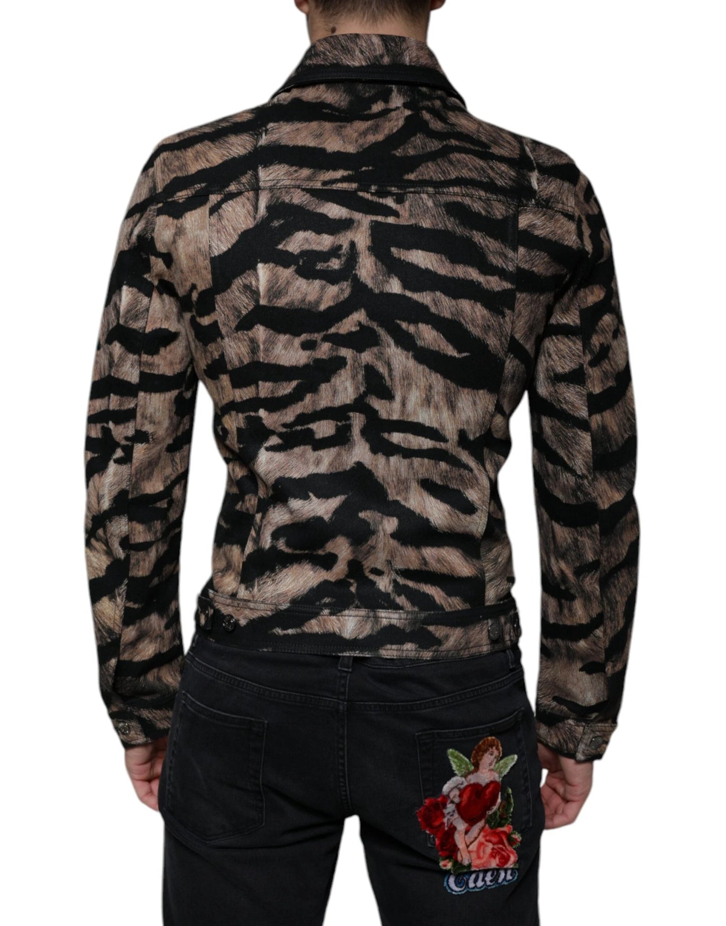 Dolce & Gabbana Brown Tiger Button Down Collared Jacket by Dolce & Gabbana