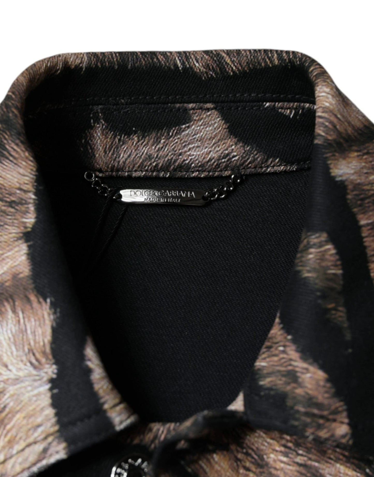 Dolce & Gabbana Brown Tiger Button Down Collared Jacket by Dolce & Gabbana