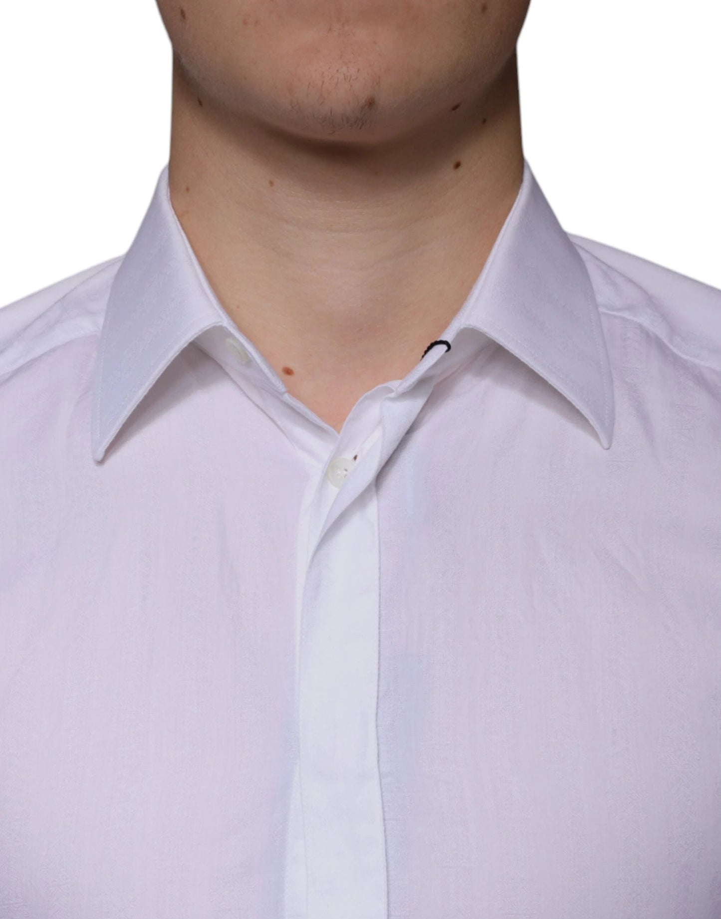 Dolce & Gabbana White Cotton Men Dress GOLD Formal Shirt by Dolce & Gabbana