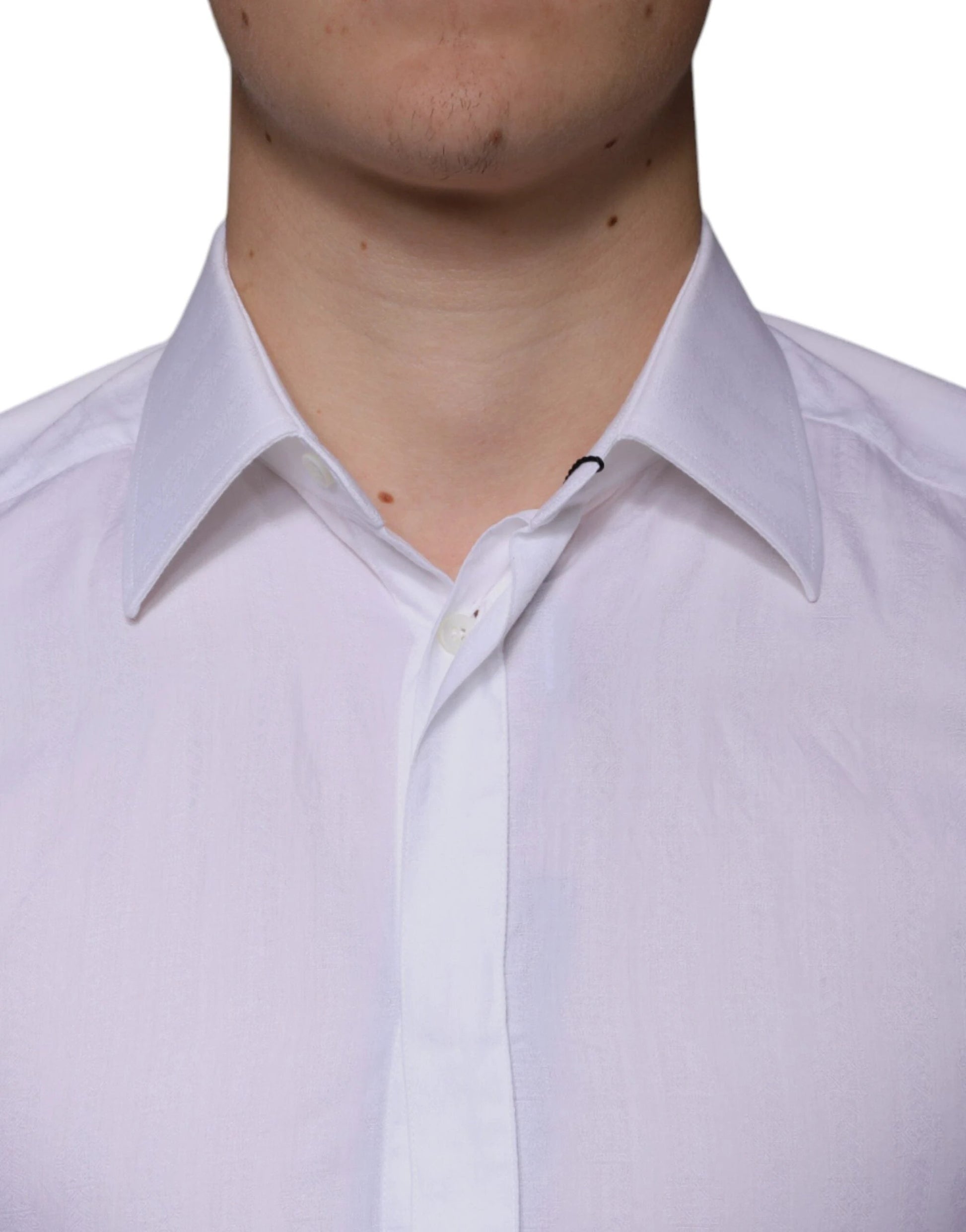 Dolce & Gabbana White Cotton Men Dress GOLD Formal Shirt by Dolce & Gabbana