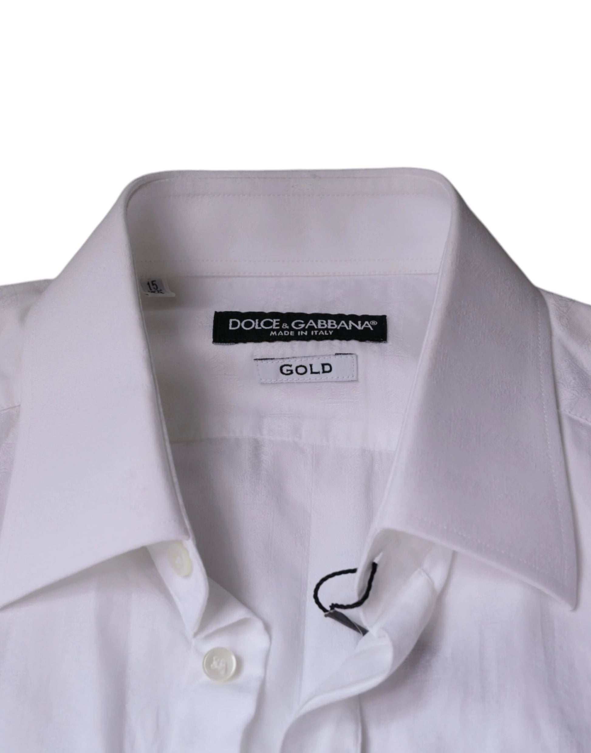 Dolce & Gabbana White Cotton Men Dress GOLD Formal Shirt by Dolce & Gabbana