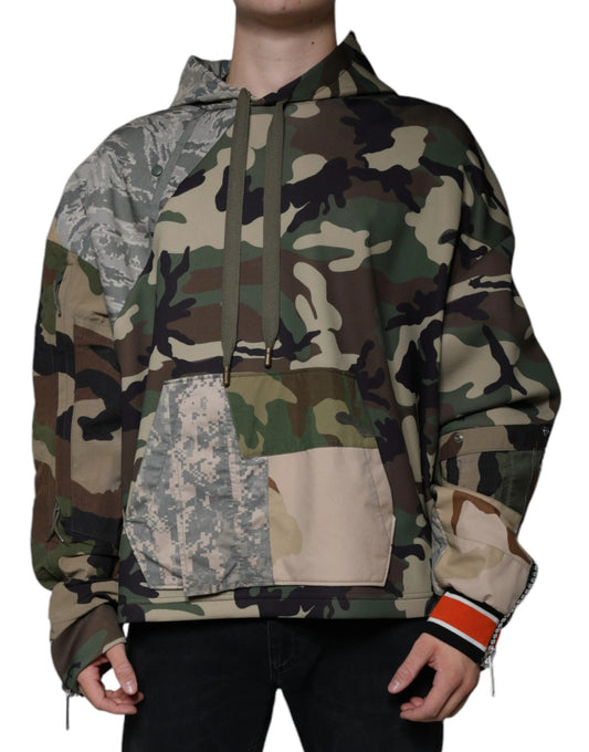 Dolce & Gabbana Multicolor Camouflage Hooded Sweatshirt Sweater by Dolce & Gabbana