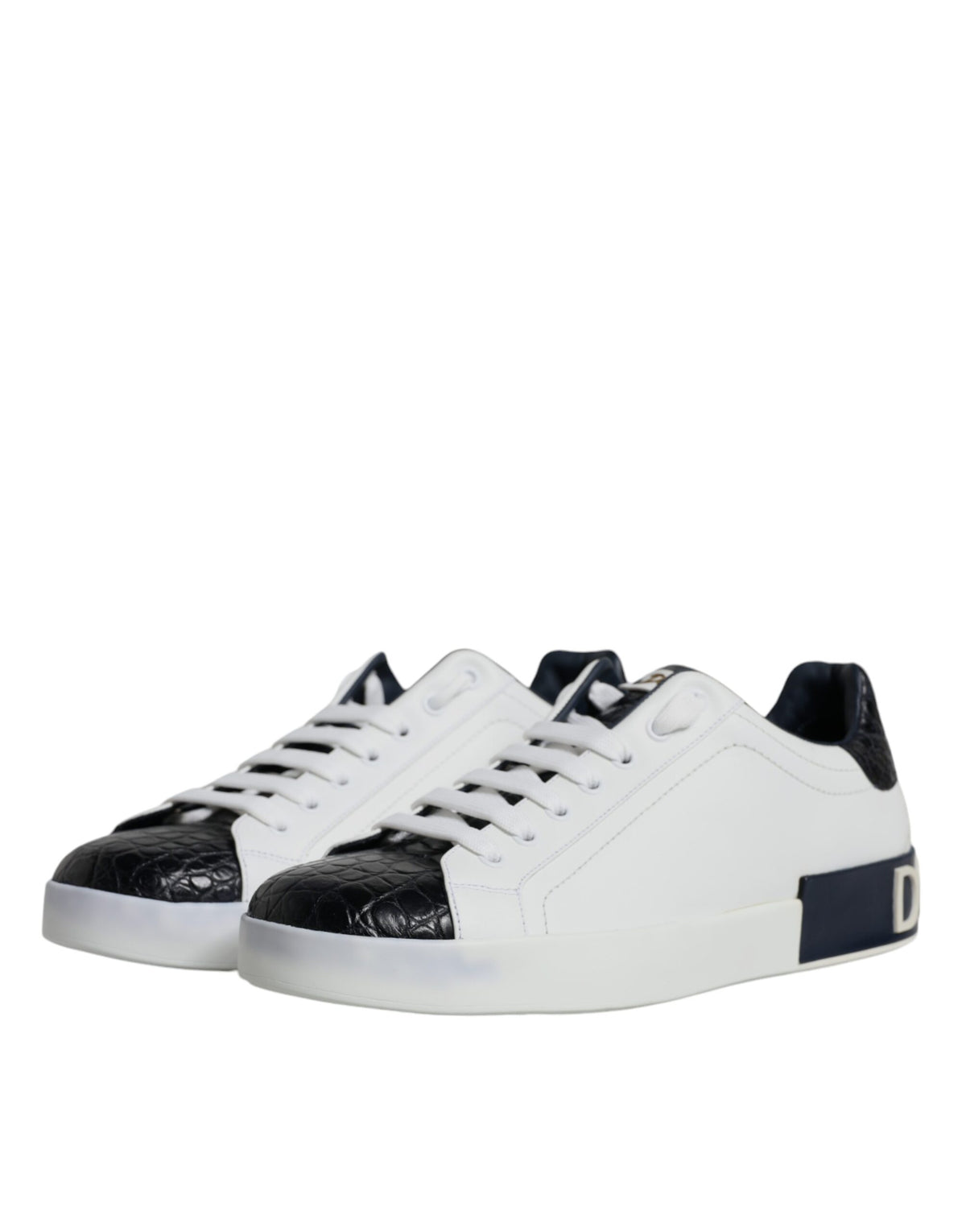 Baskets Dolce & Gabbana homme Portofino en cuir blanc et noir – MV6290