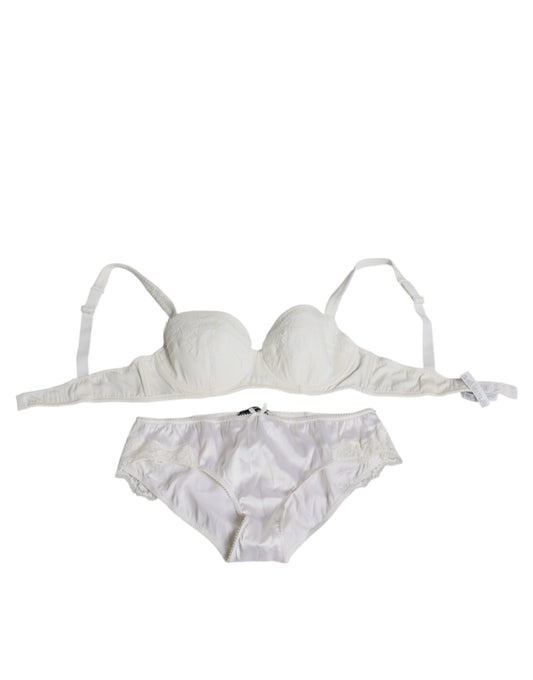Ensemble soutien-gorge balconnet et culotte Dolce & Gabbana en soie stretch blanc – BIK228