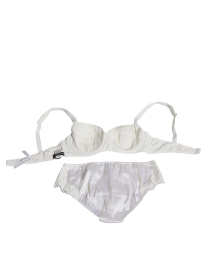 Ensemble soutien-gorge balconnet et culotte Dolce & Gabbana en soie stretch blanc – BIK228