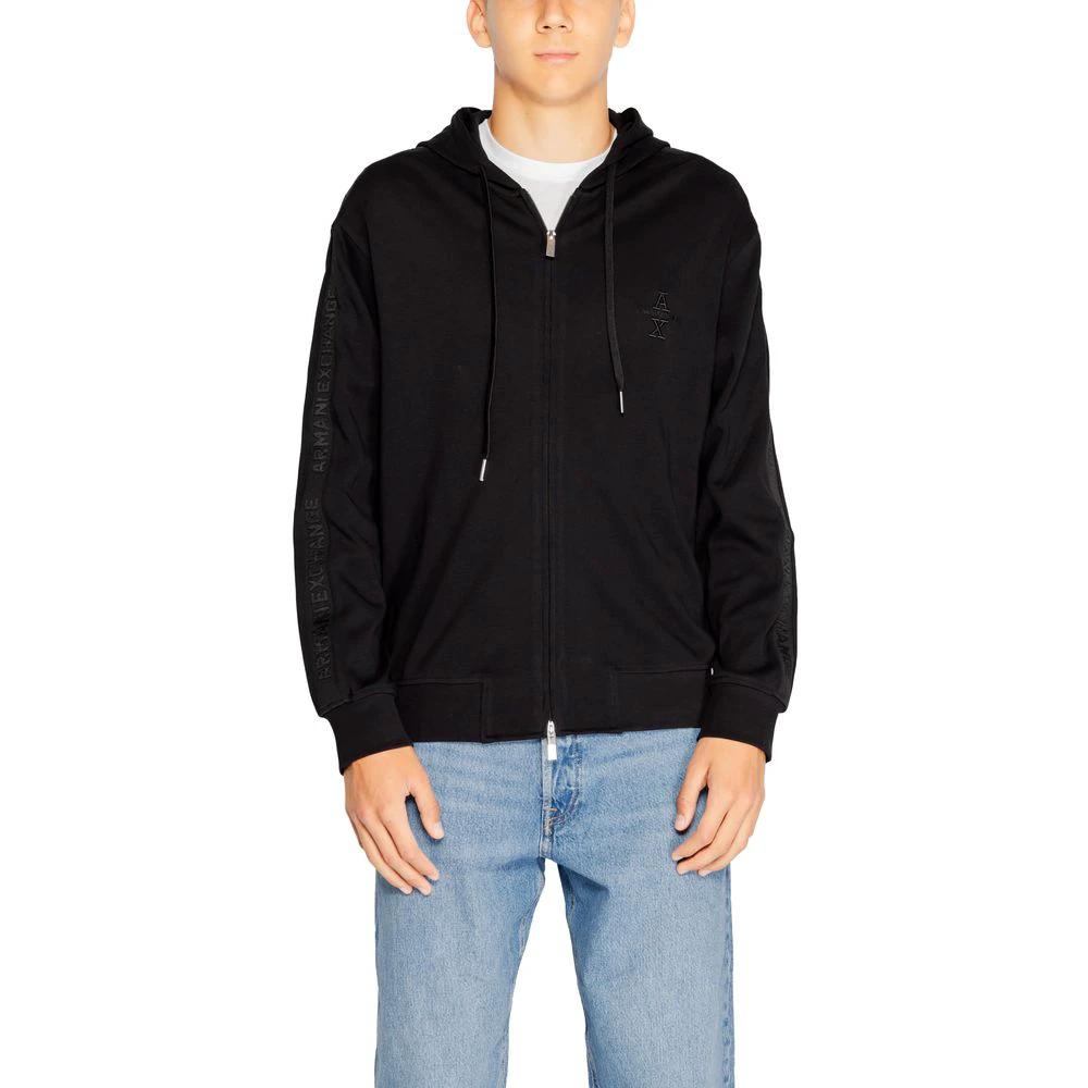 Armani Exchange Black Cotton Hoodie by Armani Exchange