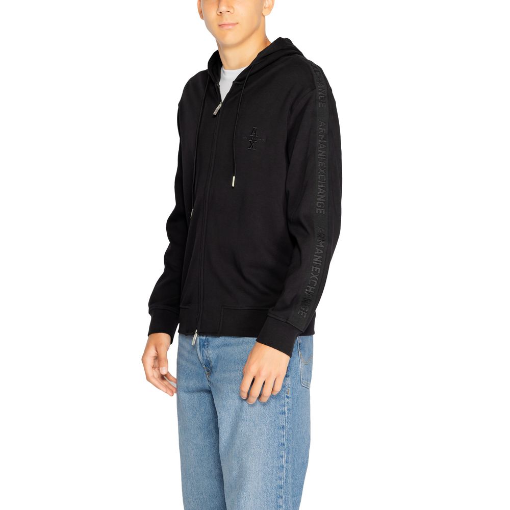Armani Exchange Black Cotton Hoodie by Armani Exchange