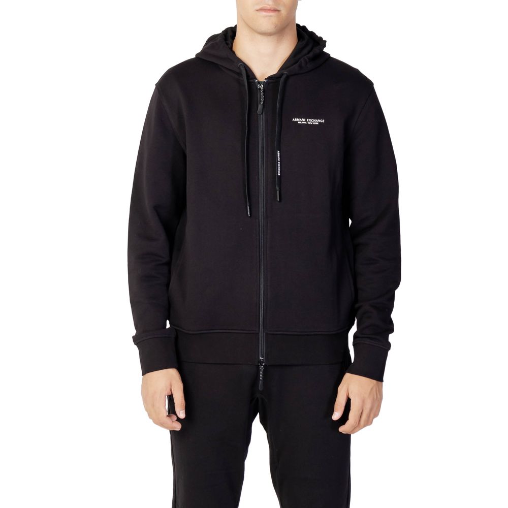 Armani Exchange Black Cotton Hoodie by Armani Exchange