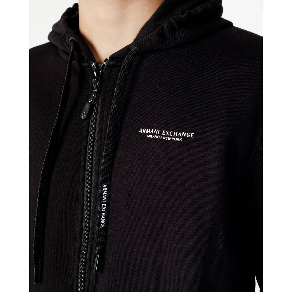 Armani Exchange Black Cotton Hoodie by Armani Exchange