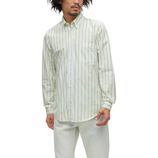 Hugo Boss Green Cotton Dress Shirt by Hugo Boss