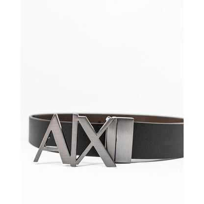 Armani Exchange Black Leather Regular Belt by Armani Exchange