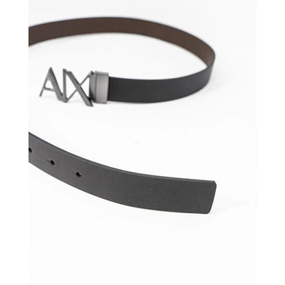 Armani Exchange Black Leather Regular Belt by Armani Exchange