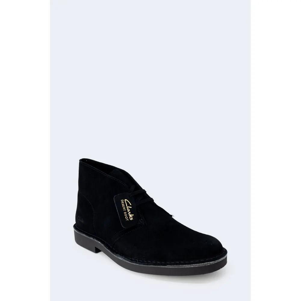 Clarks Black Leather Lace-Up Boots by Clarks
