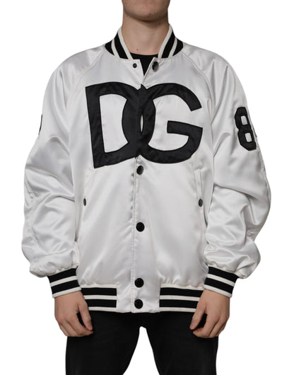 Bomber Dolce & Gabbana homme zippé en polyester blanc et noir – JKT3867