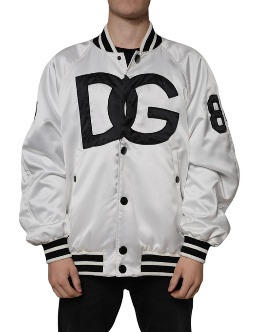 Bomber Dolce & Gabbana homme zippé en polyester blanc et noir – JKT3867