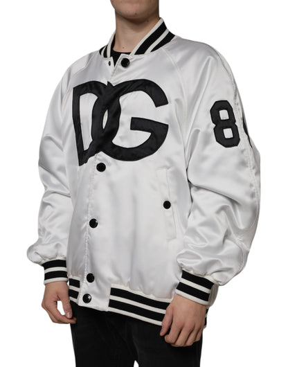 Bomber Dolce & Gabbana homme zippé en polyester blanc et noir – JKT3867