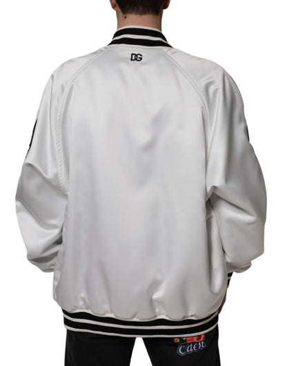 Bomber Dolce & Gabbana homme zippé en polyester blanc et noir – JKT3867