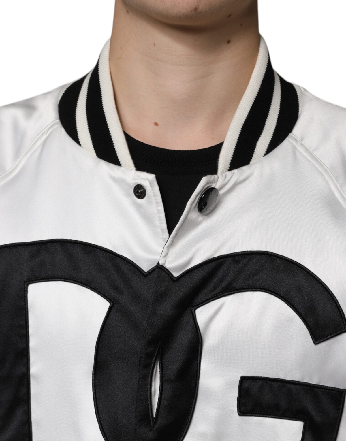 Bomber Dolce & Gabbana homme zippé en polyester blanc et noir – JKT3867
