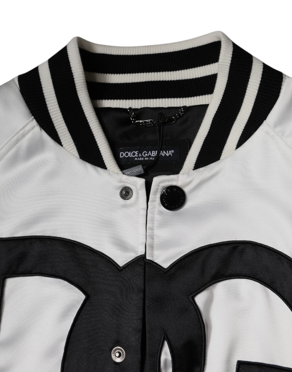 Bomber Dolce & Gabbana homme zippé en polyester blanc et noir – JKT3867