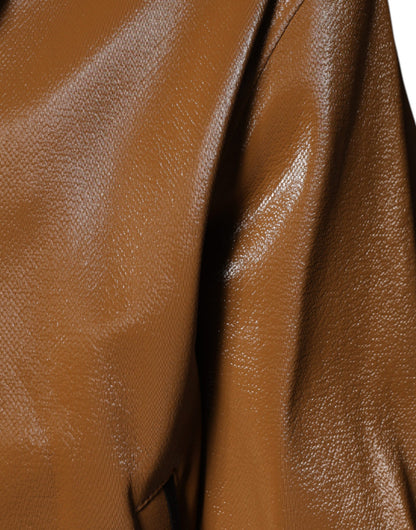 Veste Dolce & Gabbana homme zippée en cuir marron – JKT41576