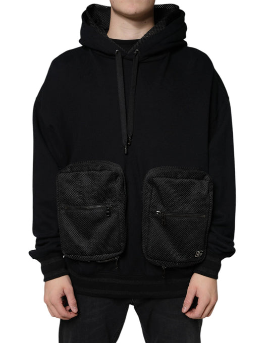 Dolce & Gabbana Black Hooded Pullover Men Sweatshirt Sweater by Dolce & Gabbana