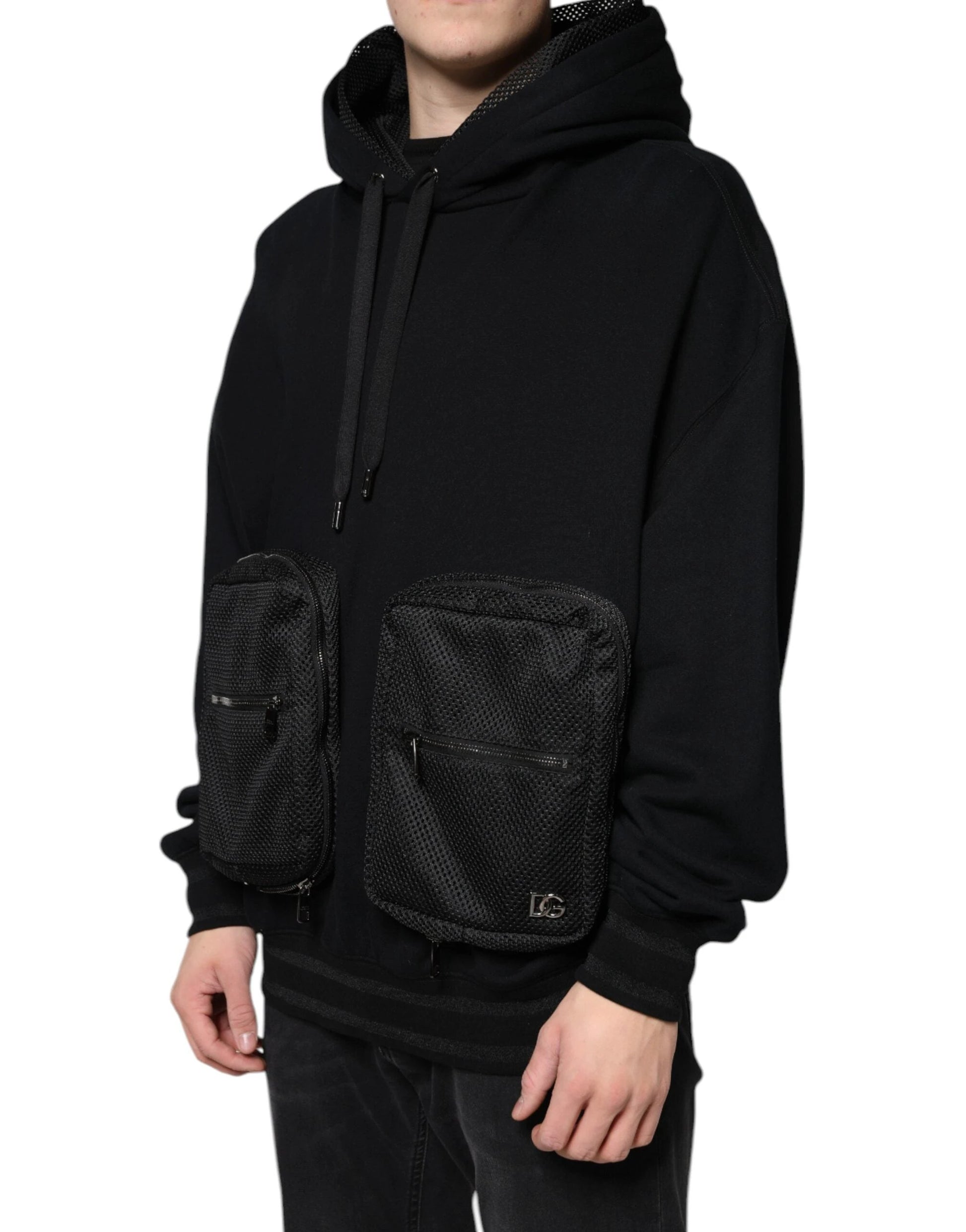 Dolce & Gabbana Black Hooded Pullover Men Sweatshirt Sweater by Dolce & Gabbana