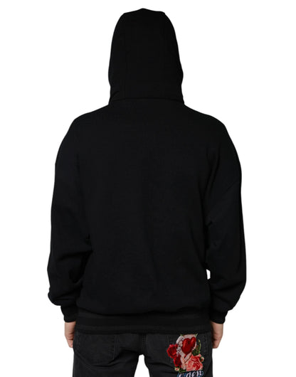 Dolce & Gabbana Black Hooded Pullover Men Sweatshirt Sweater by Dolce & Gabbana