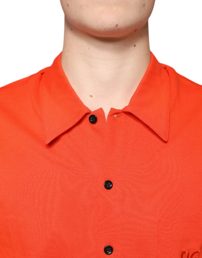 Dolce & Gabbana Orange Cotton Button Down Casual Polo Shirt by Dolce & Gabbana