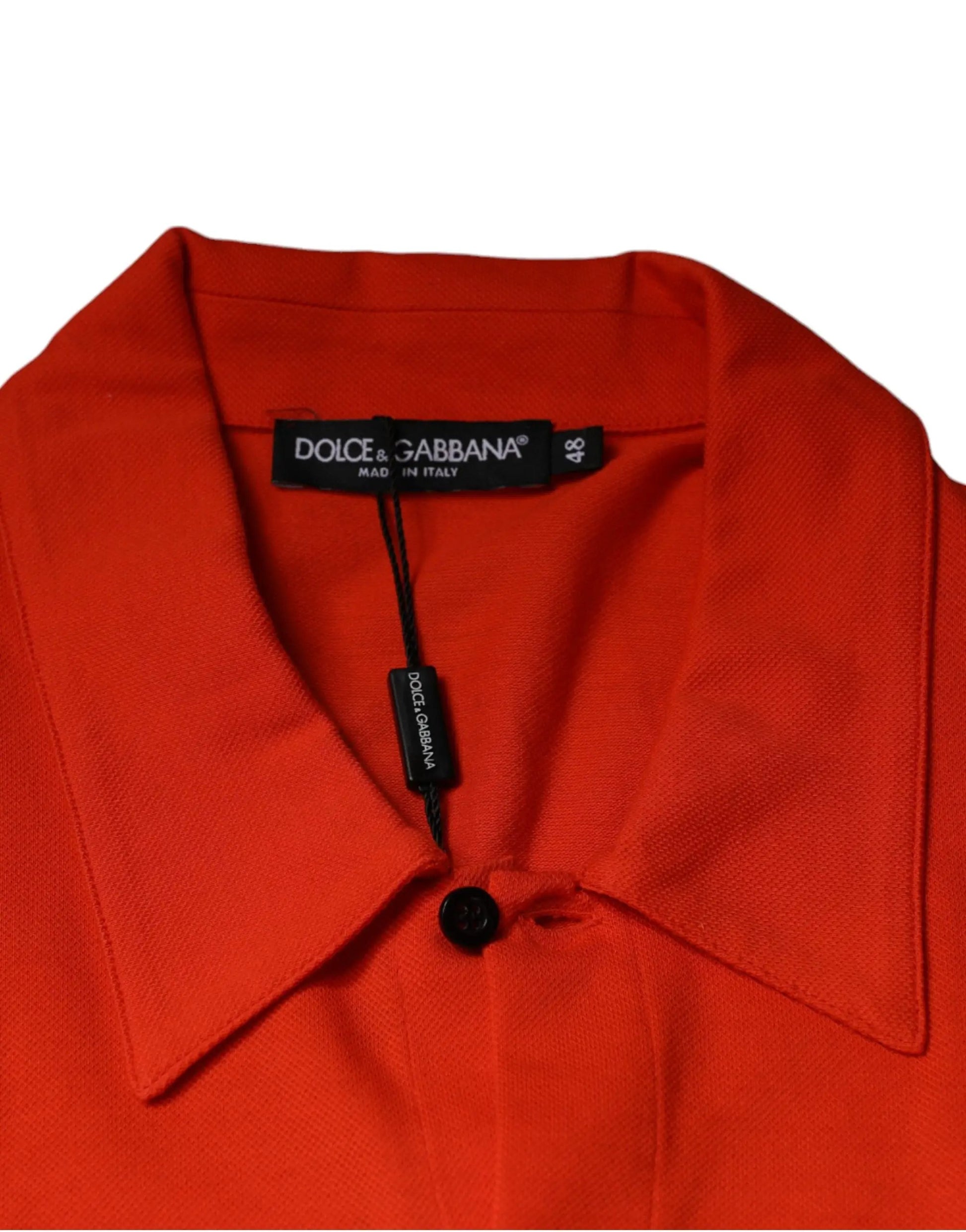 Dolce & Gabbana Orange Cotton Button Down Casual Polo Shirt by Dolce & Gabbana