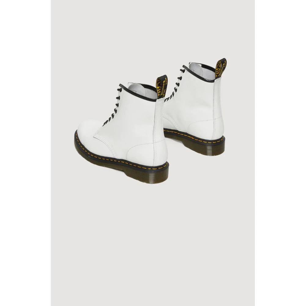 Dr. Martens White Leather Lace-Up Boots